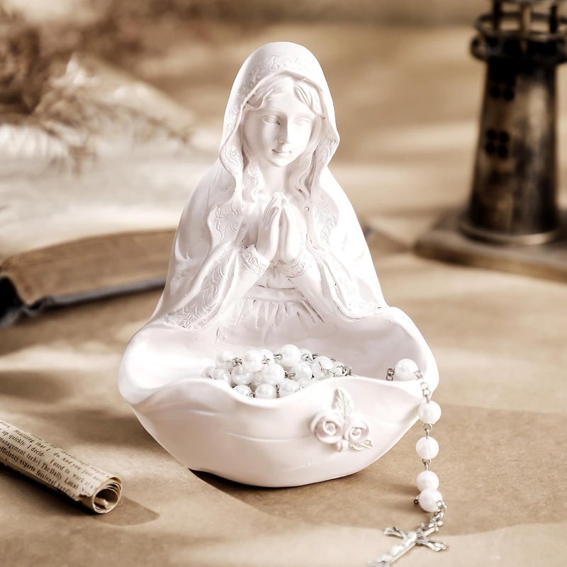 Lineshading Our Lady of Grace Statue Virgin Mary Keepsake Rosary Holder, 5" Blessed Mother Statues, Resin Relic, Catholic Gifts for Women Religious Home Decor (Novelty) - Image 5